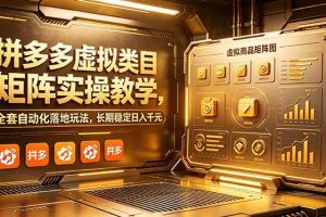 (18847期)拼多多虚拟类目矩阵实操教学,全套自动化落地玩法,长期稳定日入千元