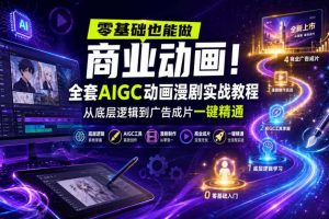 零基础也能做商业动画!全套AIGC动画漫剧实战教程,从底层逻辑到广告成片一键精通