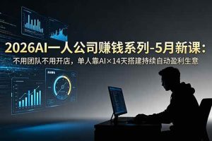 (18990期)2026AI一人公司(OPC)赚钱系列-5月新课:不用团队不用开店,单人靠AI×14天搭建持续自动盈利生意
