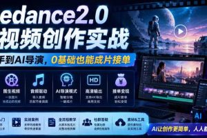 Seedance2.0 AI视频创作实战,从新手到AI导演,0基础也能成片接单变现