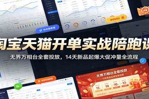 淘宝天猫开单实战陪跑课:无界万相台全套投放,14天新品起爆大促冲量全流程